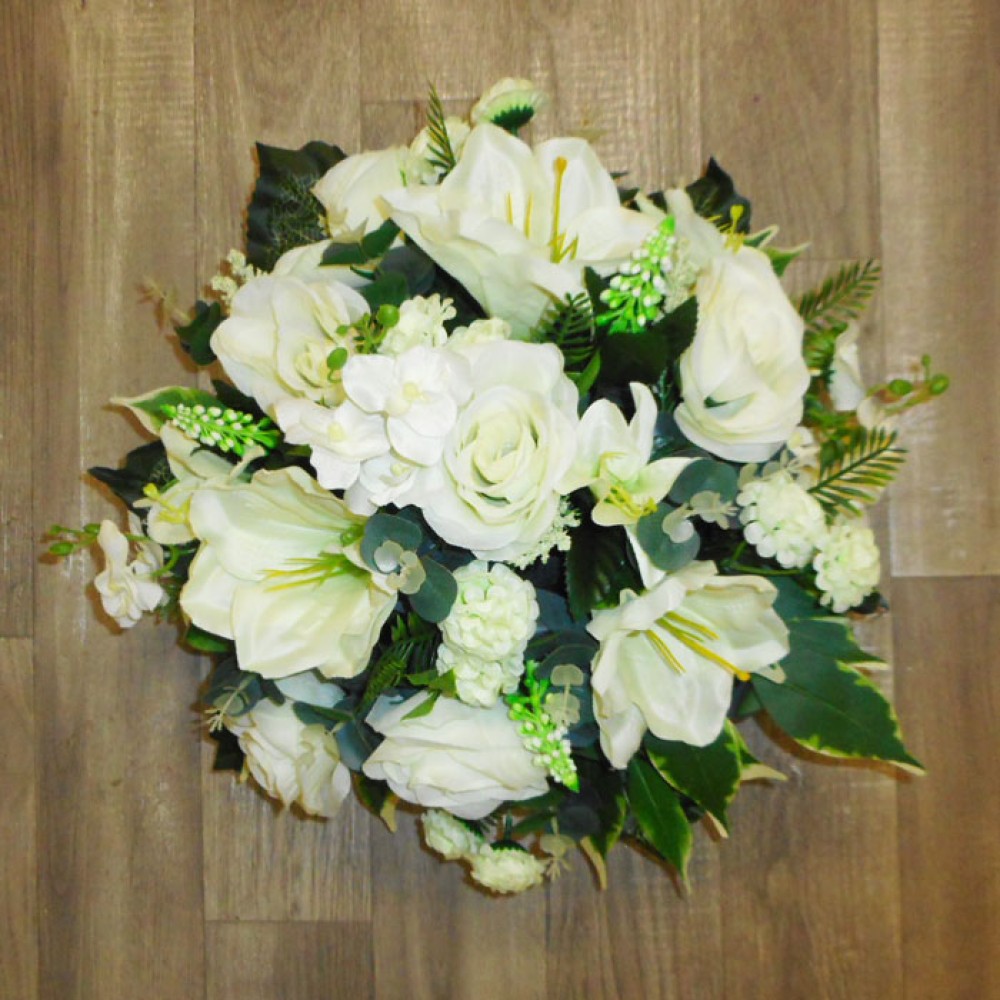 Silk Flower Funeral Posy Cream White Memorial Tributes